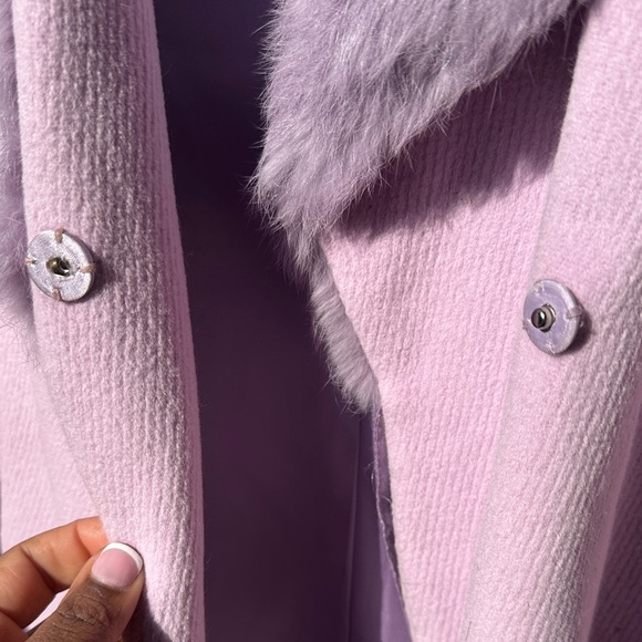 Bebe Women's Soft Long Purple Teddy Jacket with Fur Trim - Picture 8 of 8